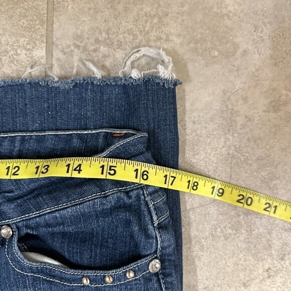 Rich Girl Women's Blue Raw Hem Jeans With Bling On Back Pocket Size 9 - Picture 4 of 12